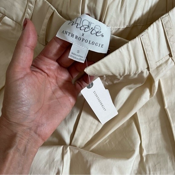 Anthropologie  Mare Mare Curved-Hem Chino Pants in Light Sand NWT - Picture 4 of 12